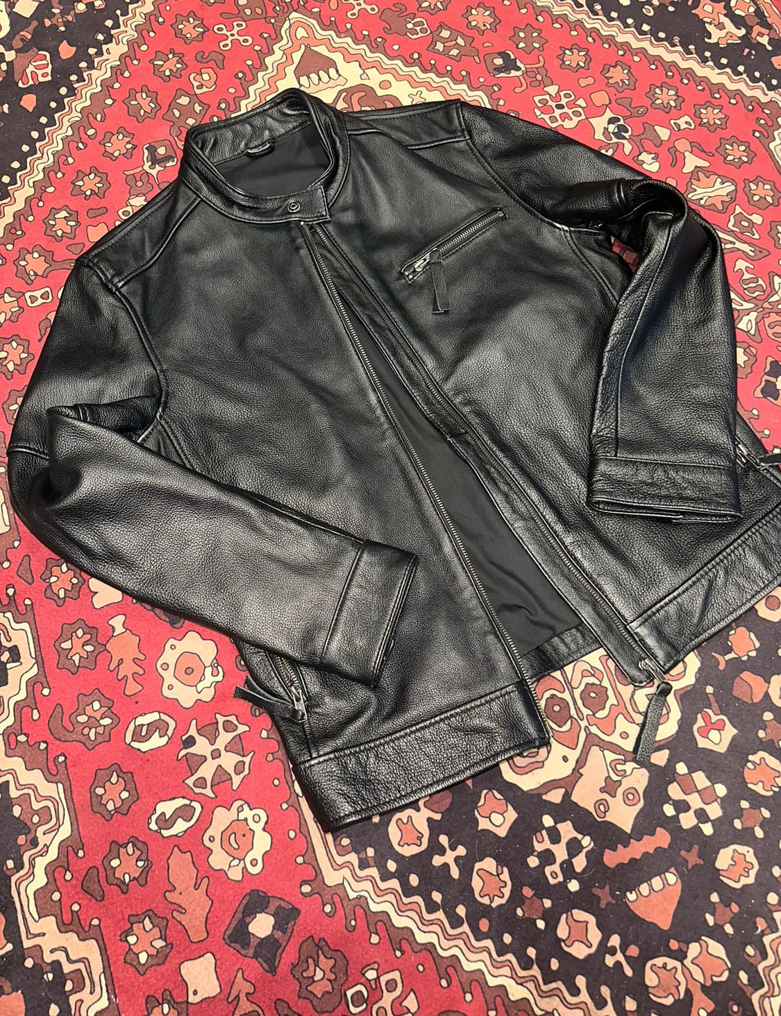 ( M-L ) 바이커자켓 바이커가죽 라이더자켓 봄버자켓 양가죽자켓 상품이미지5
