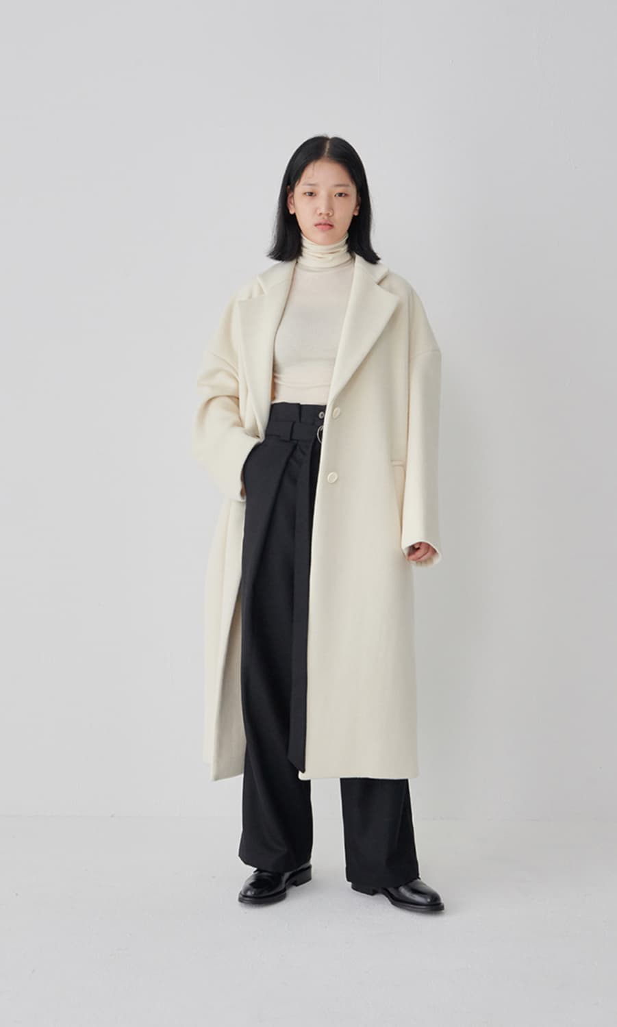 FACADE PATTERN 울 100% 오버핏 롱 코트 상품이미지1
