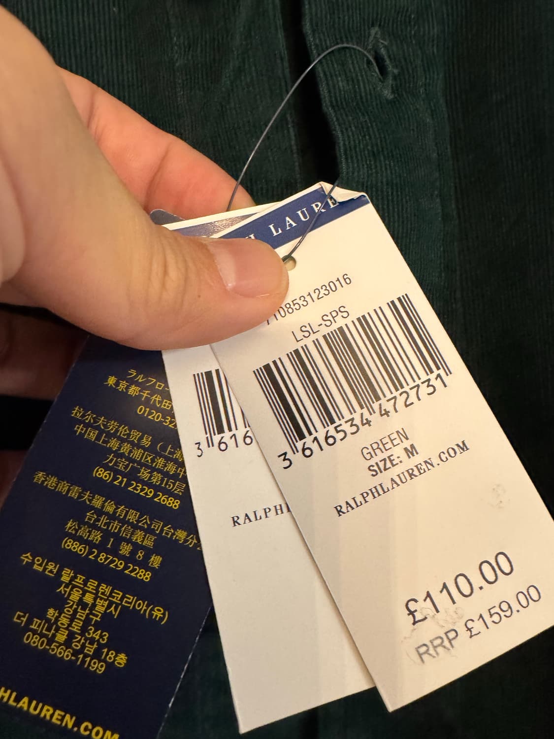 폴로 랄프로렌 코듀로이 셔츠 M사이즈 새제품 상품이미지3