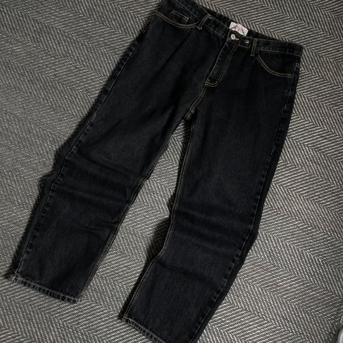 런웨이 빈티지 흑청 와이드 데님 스트레이트 팬츠 y 4859 상품이미지1