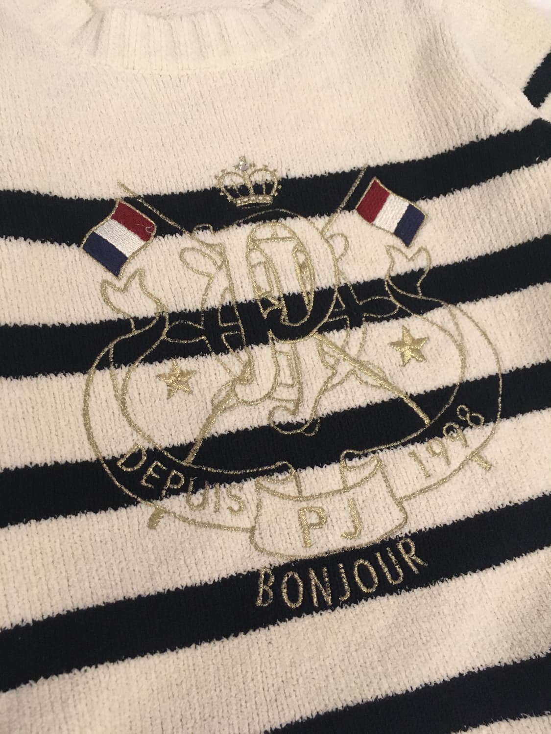 폼포넷 스트라이프 프렌치 프레피 니트 프랑스 마린룩 헤이세이 갸루 상품이미지3