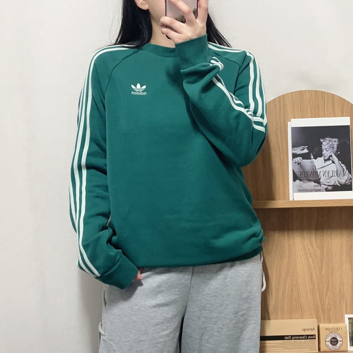 [정품] 아디다스 청록 트레포일 기모 맨투맨 [ L ] 상품이미지1