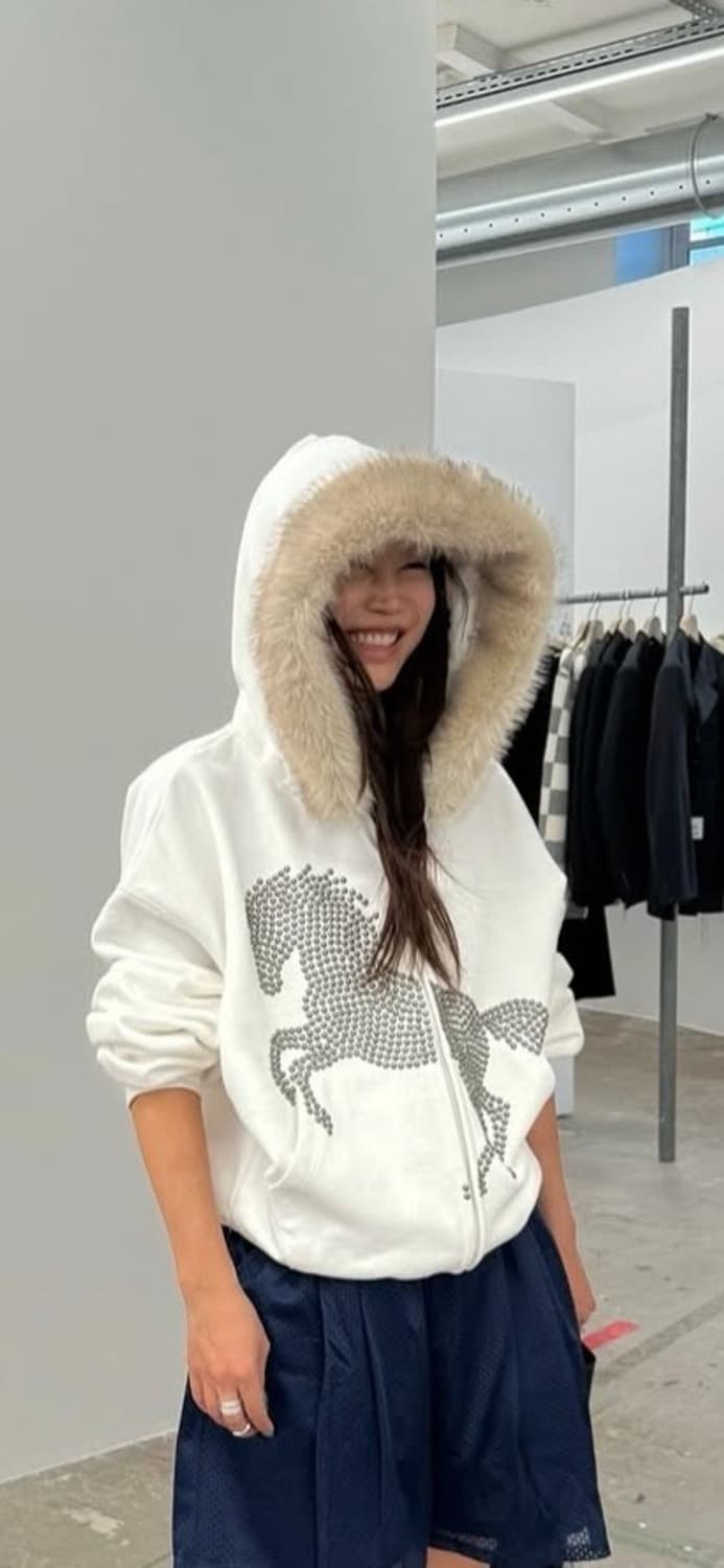 604service STUDDED FAUX FUR HOODIE 후드집업 상품이미지1