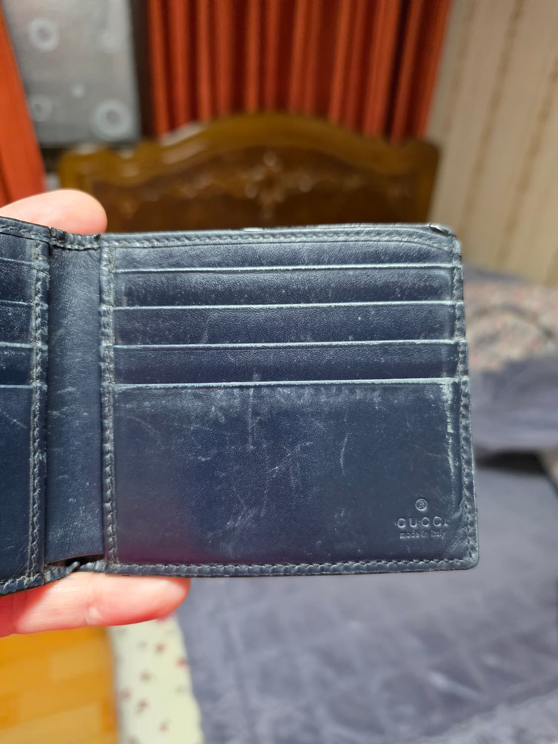 (정품) 구찌 시그니처 시마반지갑/365466/네이비 색상/개인 상품이미지3