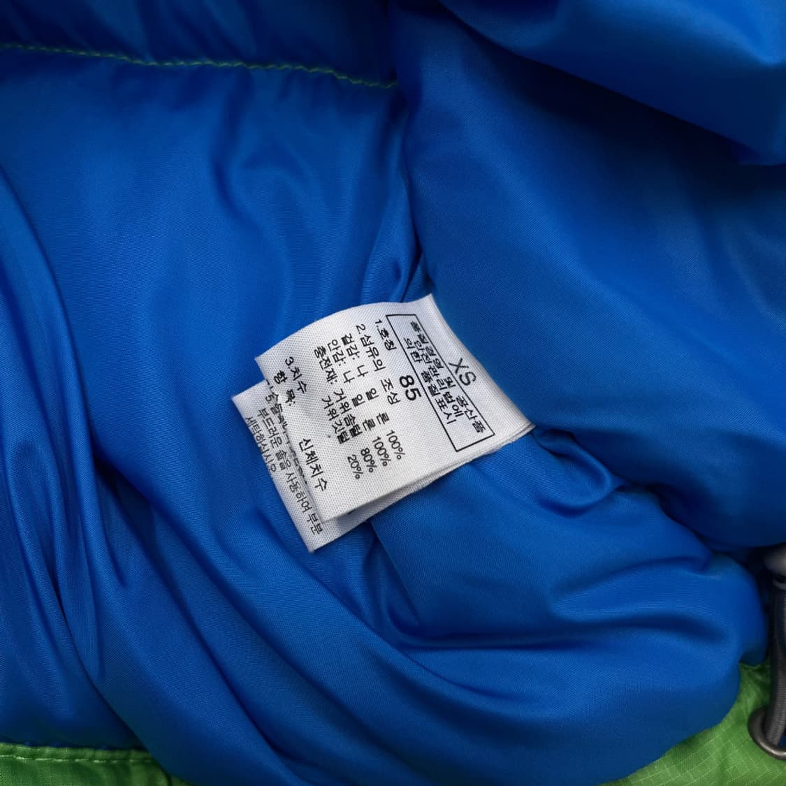 노스페이스 블루배색 로고 그린 패딩조끼 85 상품이미지5