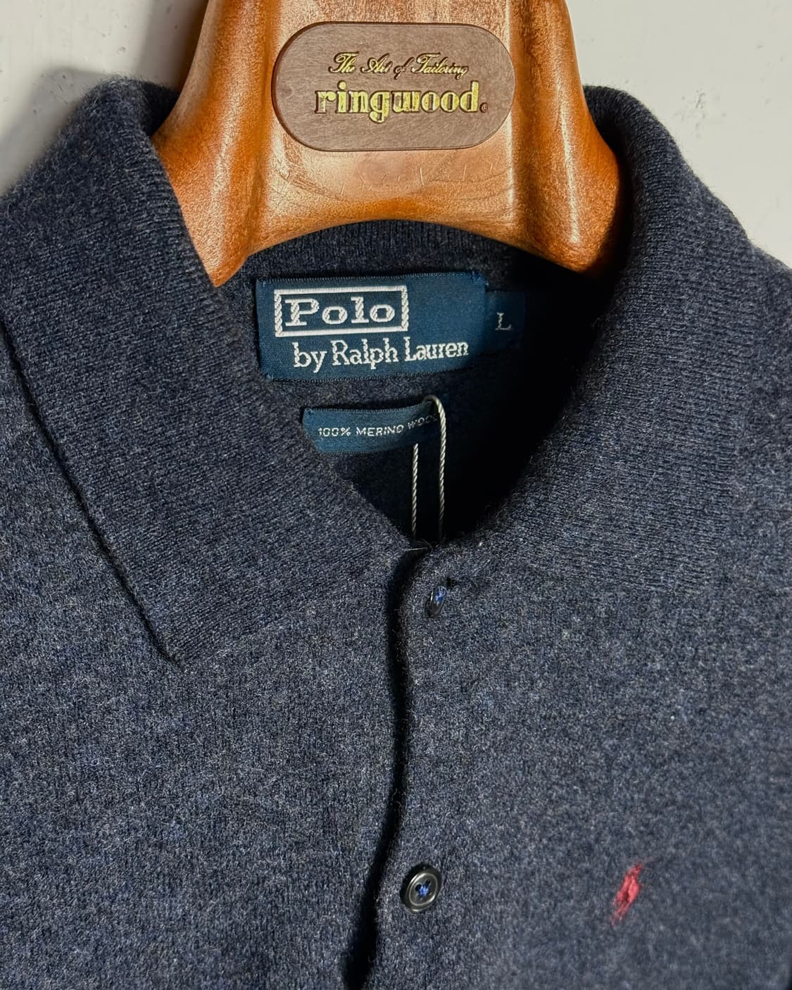 90's 폴로 랄프로렌 메리노 울 폴로셔츠 L [블루] 상품이미지2