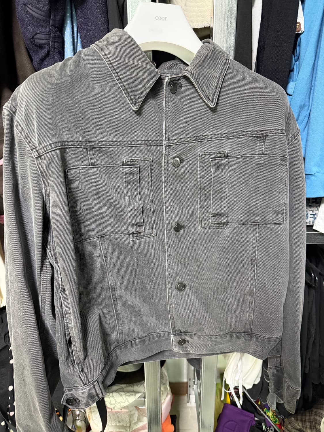 쿠어 21fw 더블 포켓 트러커 재킷 그레이 M(데님) 상품이미지1