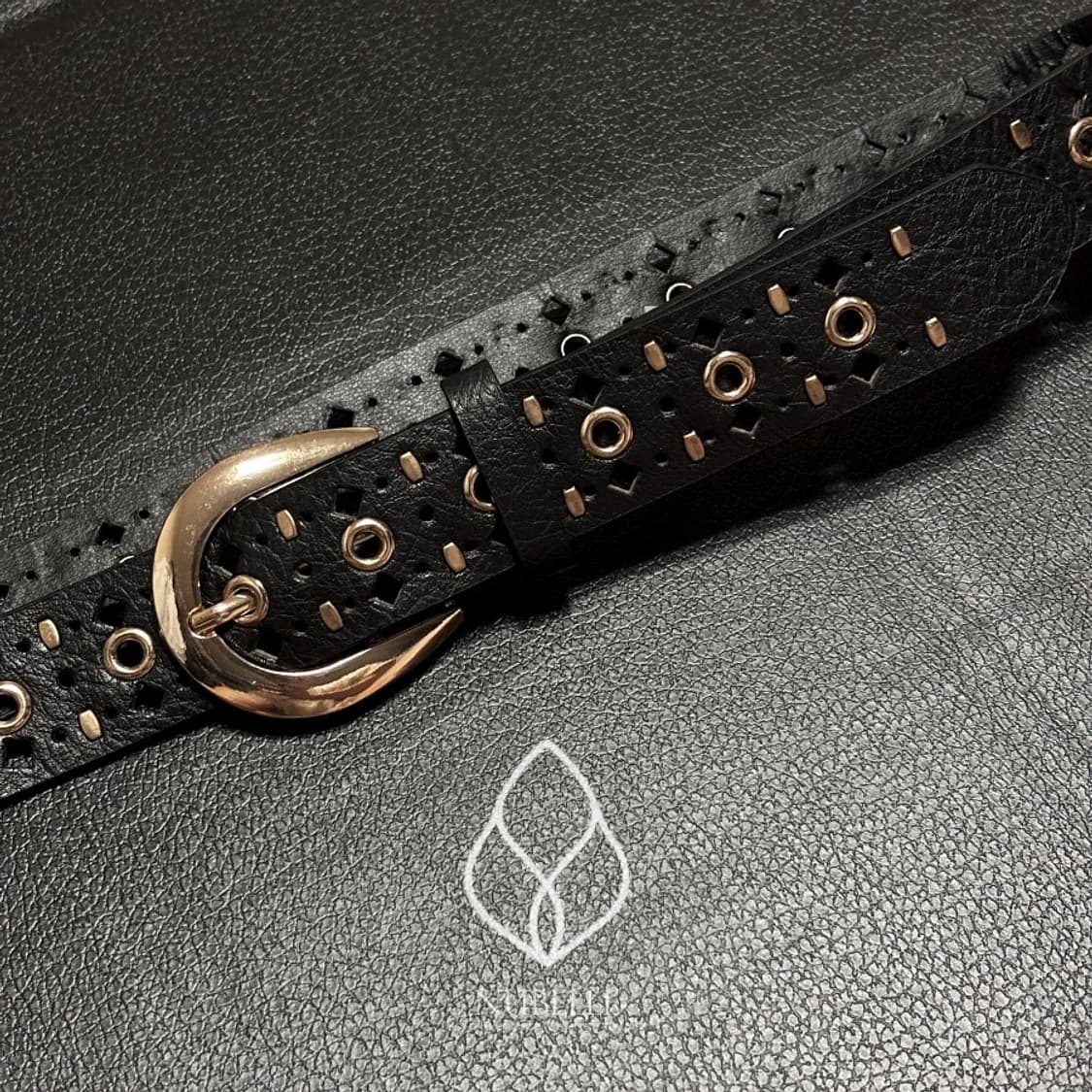 🌗 Golden punched belt / 에스닉 펀칭 골드버클 벨트 상품이미지6