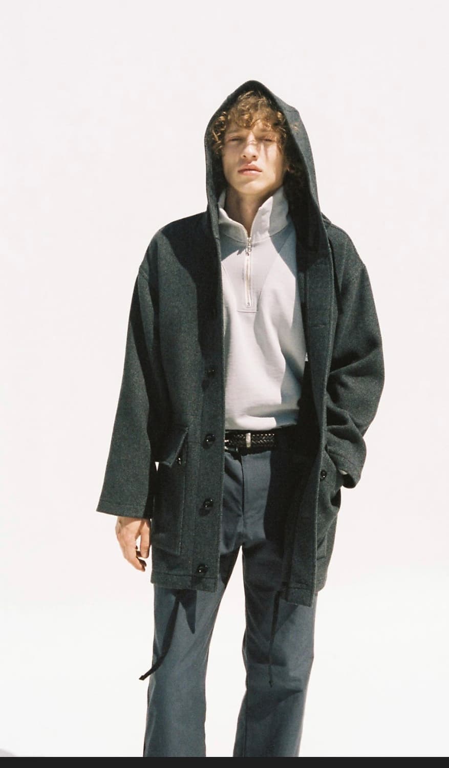 [8DIVISION] 후드 하프 코트_블랙 (M size) 상품이미지2