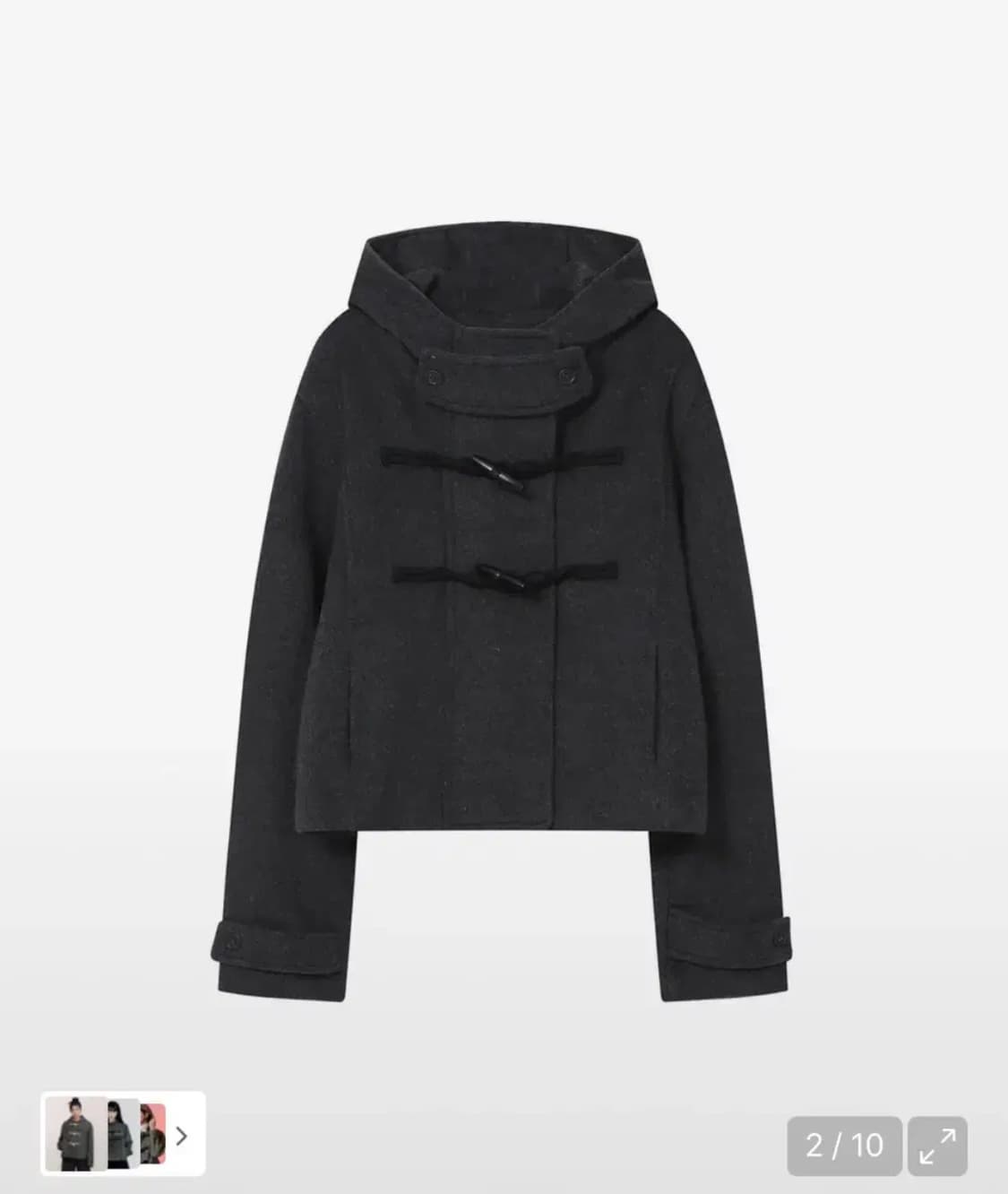 미세키서울 더플 후드 쇼트 코트 차콜 상품이미지2