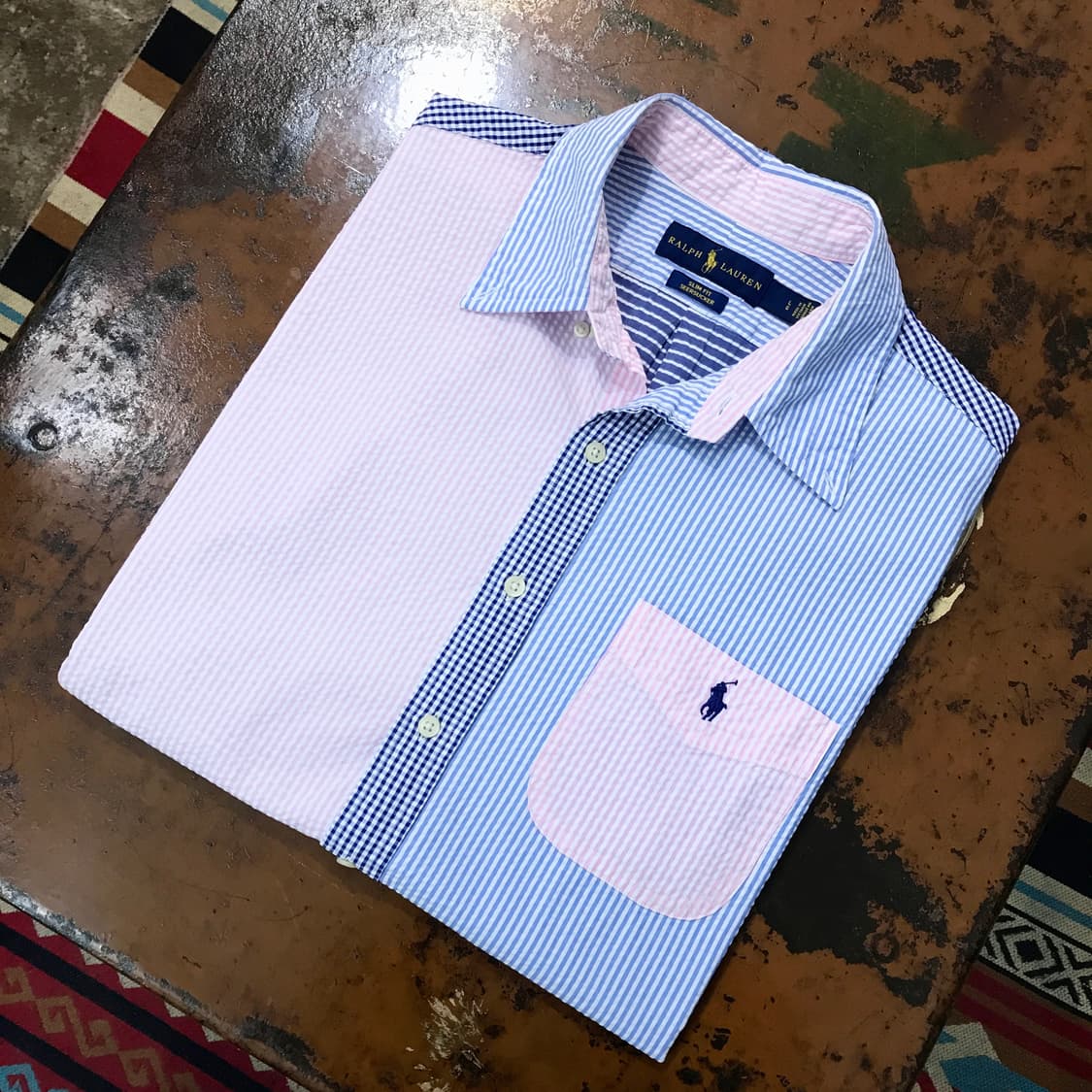 폴로랄프로렌 크레이지 패턴 시어서커 반팔 셔츠 남방 남성 105 사이즈 상품이미지1