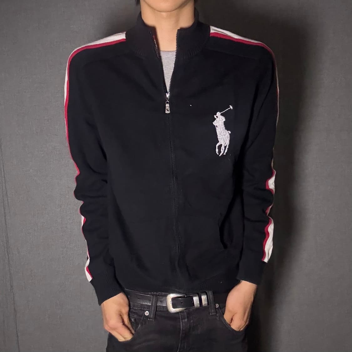 폴로 빅포니 니트집업 블랙 XL 상품이미지1