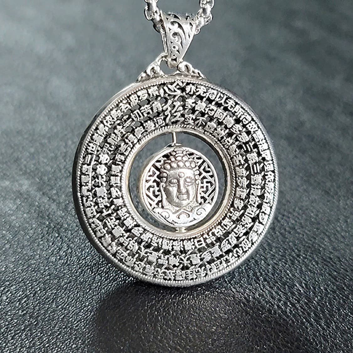 석가모니 백동 펜던트 엔틱 부처님 불교 원형 회전 만다라 남자 목걸이 상품이미지7