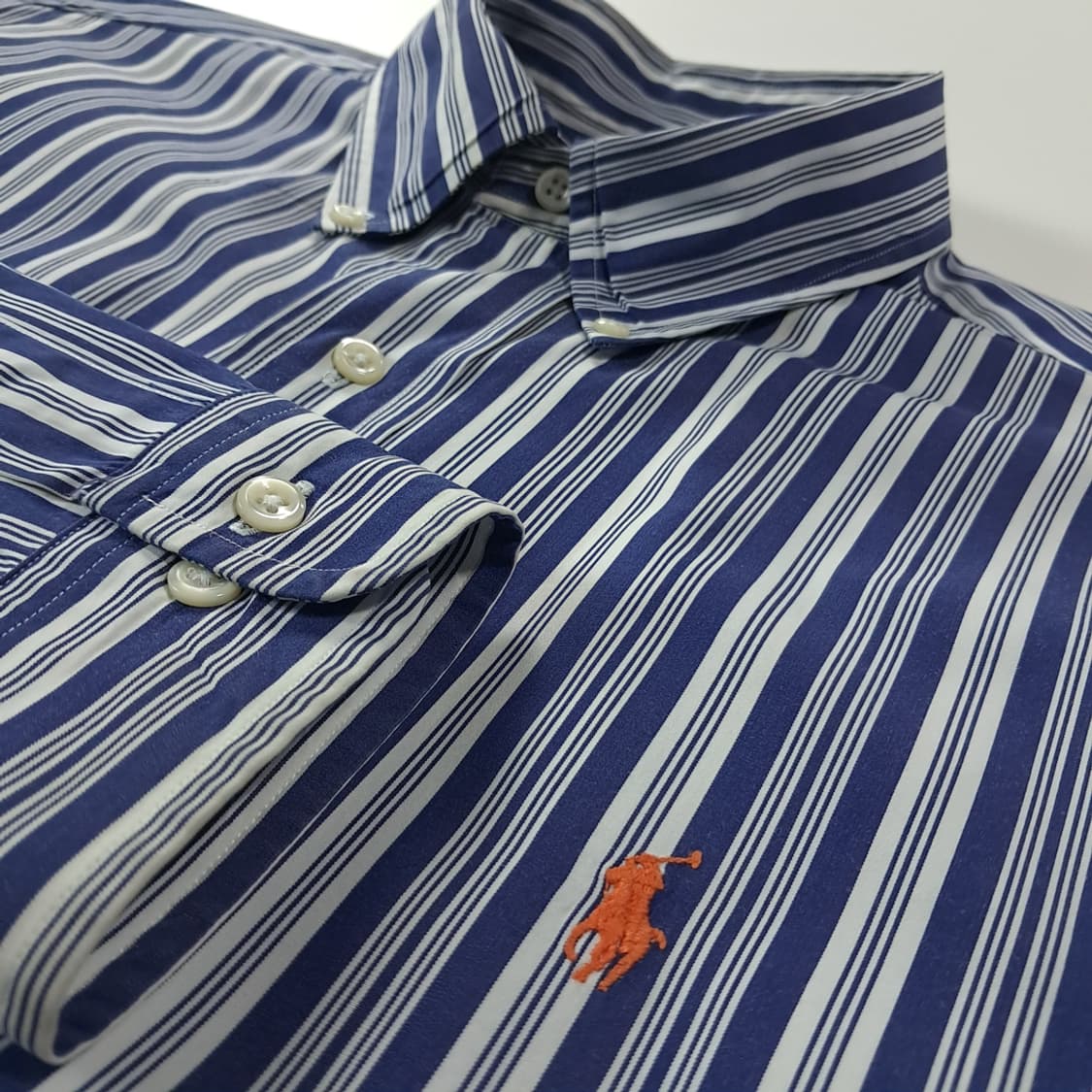 CK282 L 폴로 90s 홍콩판 클래식 드레스 스트라이프 딥네이비 셔 상품이미지4