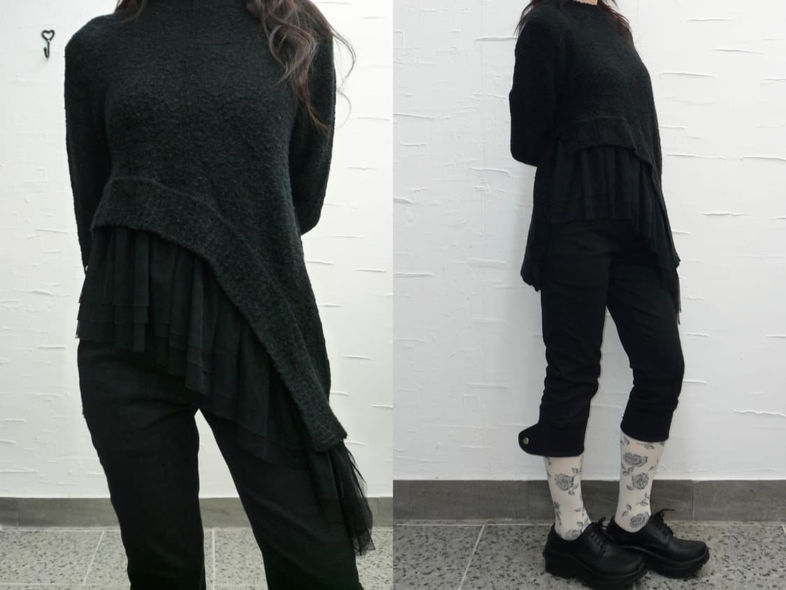 mesh frill black knit 상품이미지1