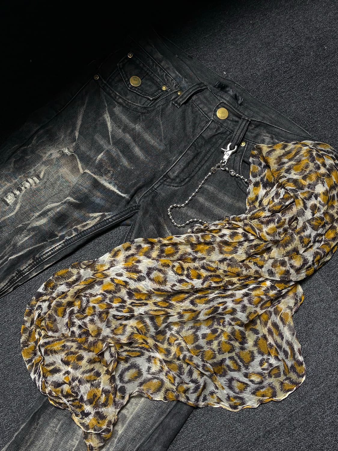 jpn Rock-Punk leopard Silk scarf 상품이미지2