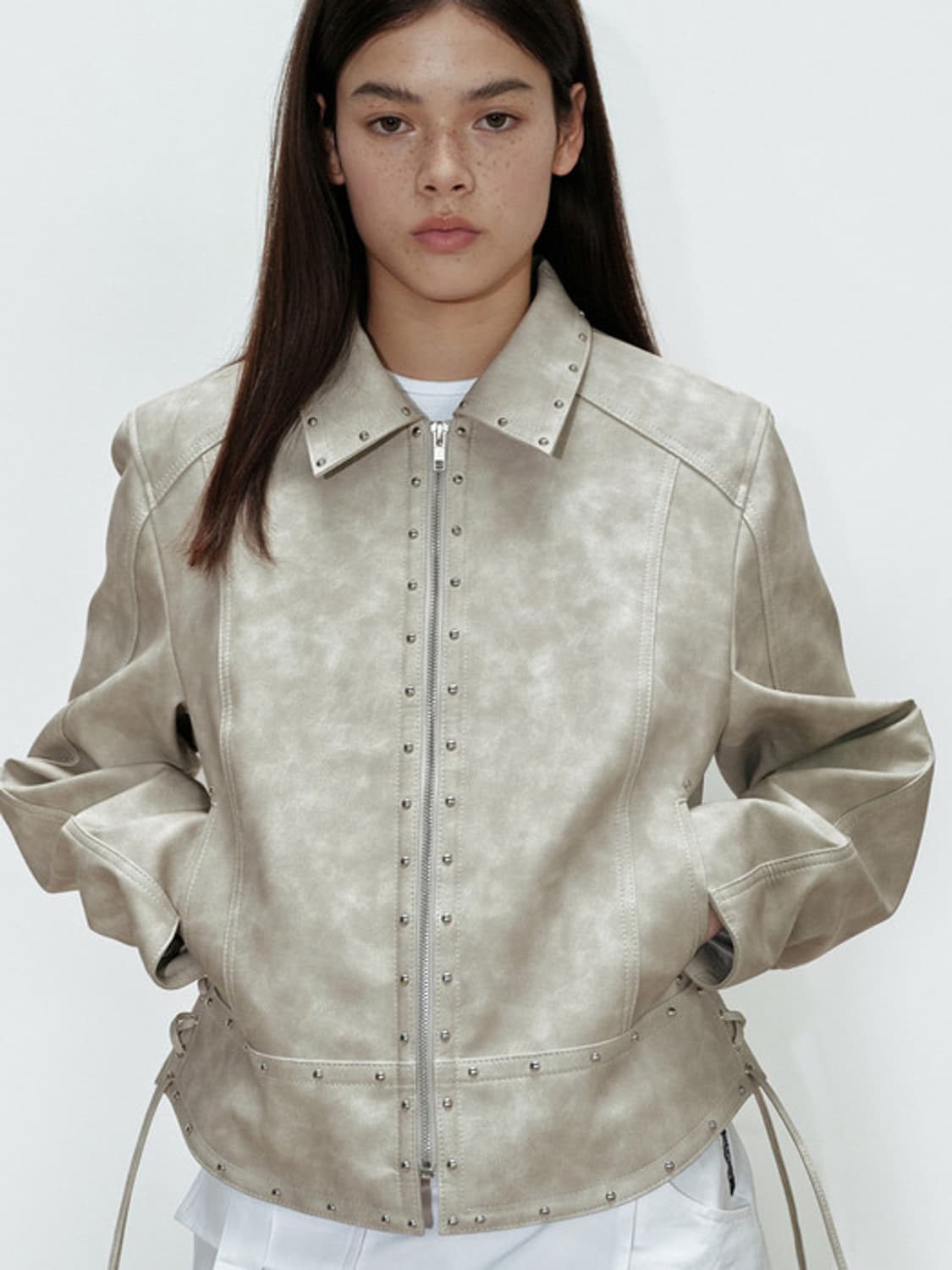 세릭 stud pointed jacket 스터드 포인티드 가죽 레더 자켓 상품이미지2