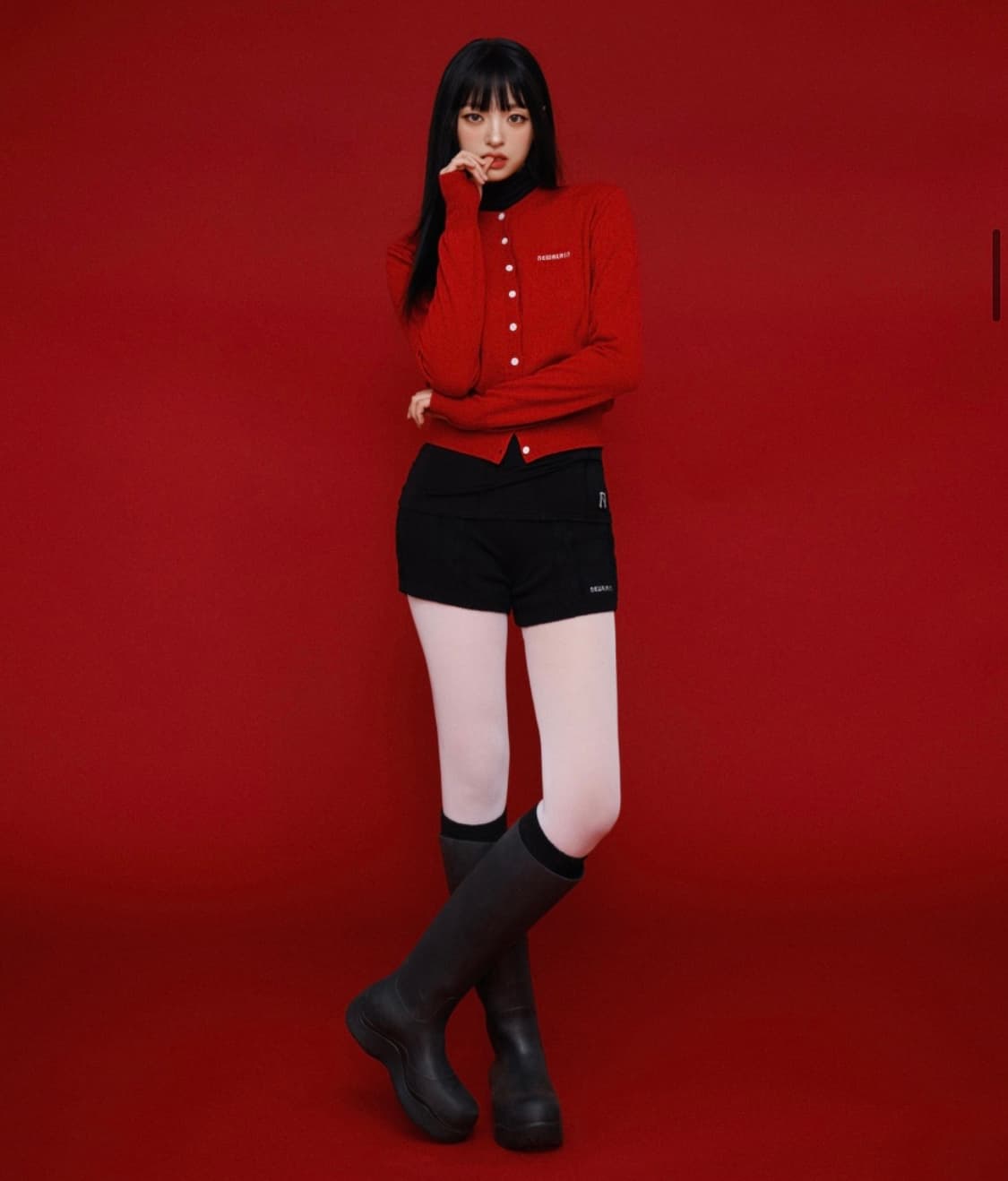 뉴얼린) Basic Cashmere Knit Shorts BK F 상품이미지3