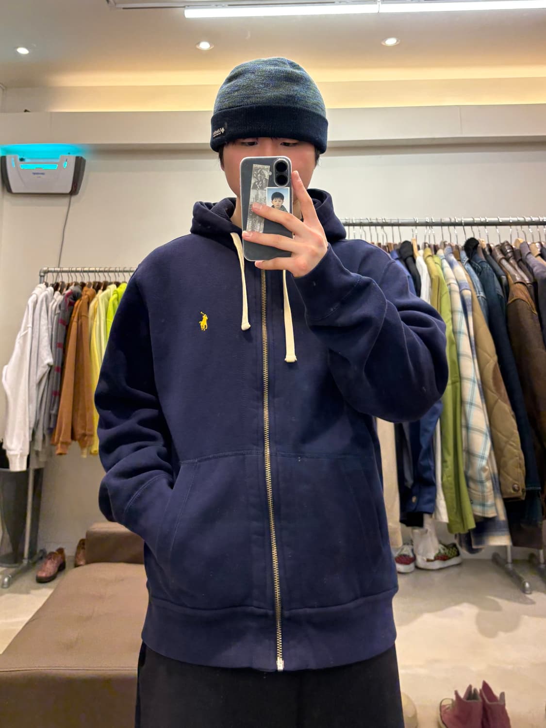 폴로 랄프로렌 와플 기모 후드 집업 상품이미지9