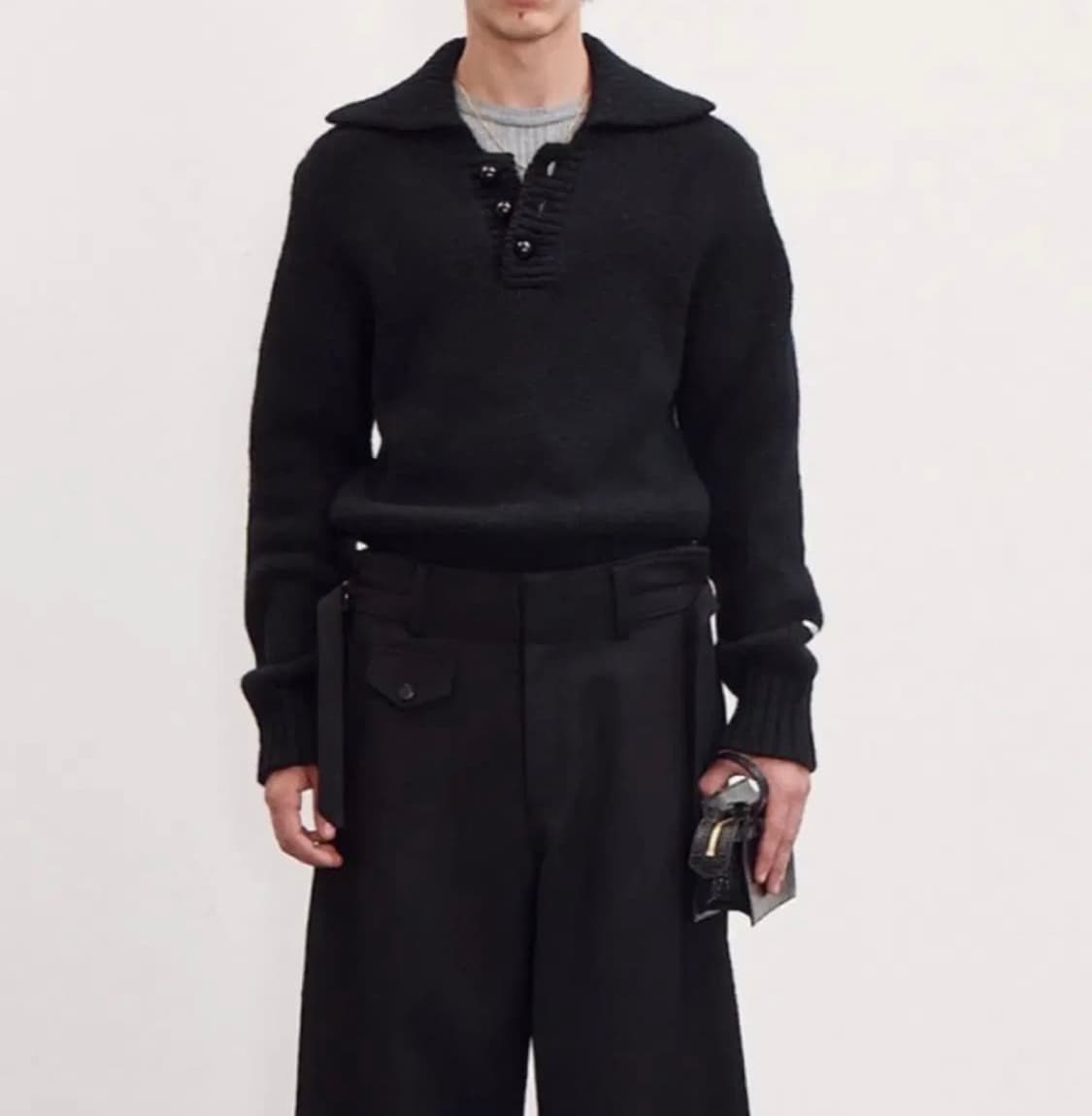 렉토 버튼업 니트 블랙 (L) 상품이미지1