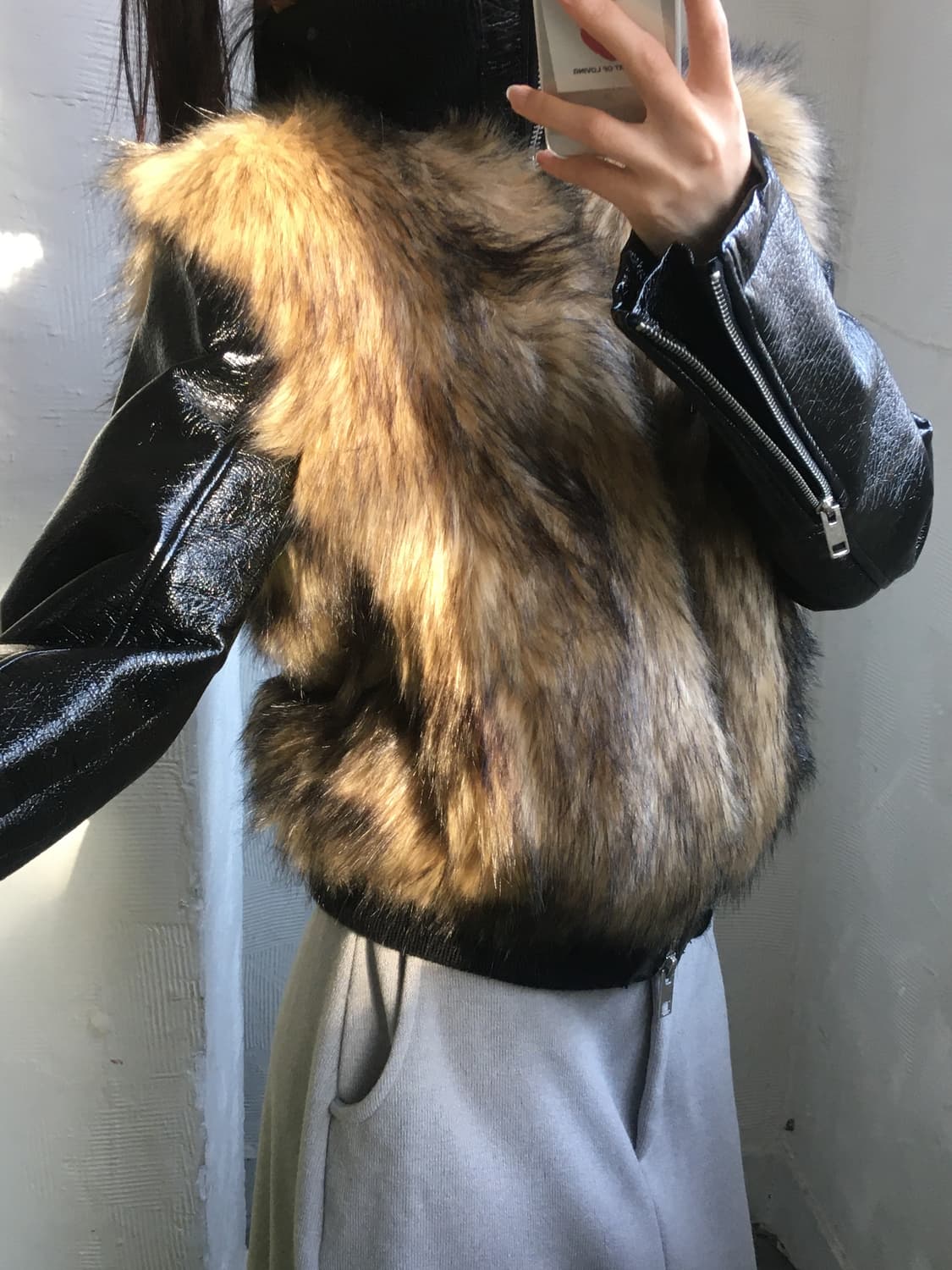 Diesel 디젤 퍼 레더 자켓 상품이미지1