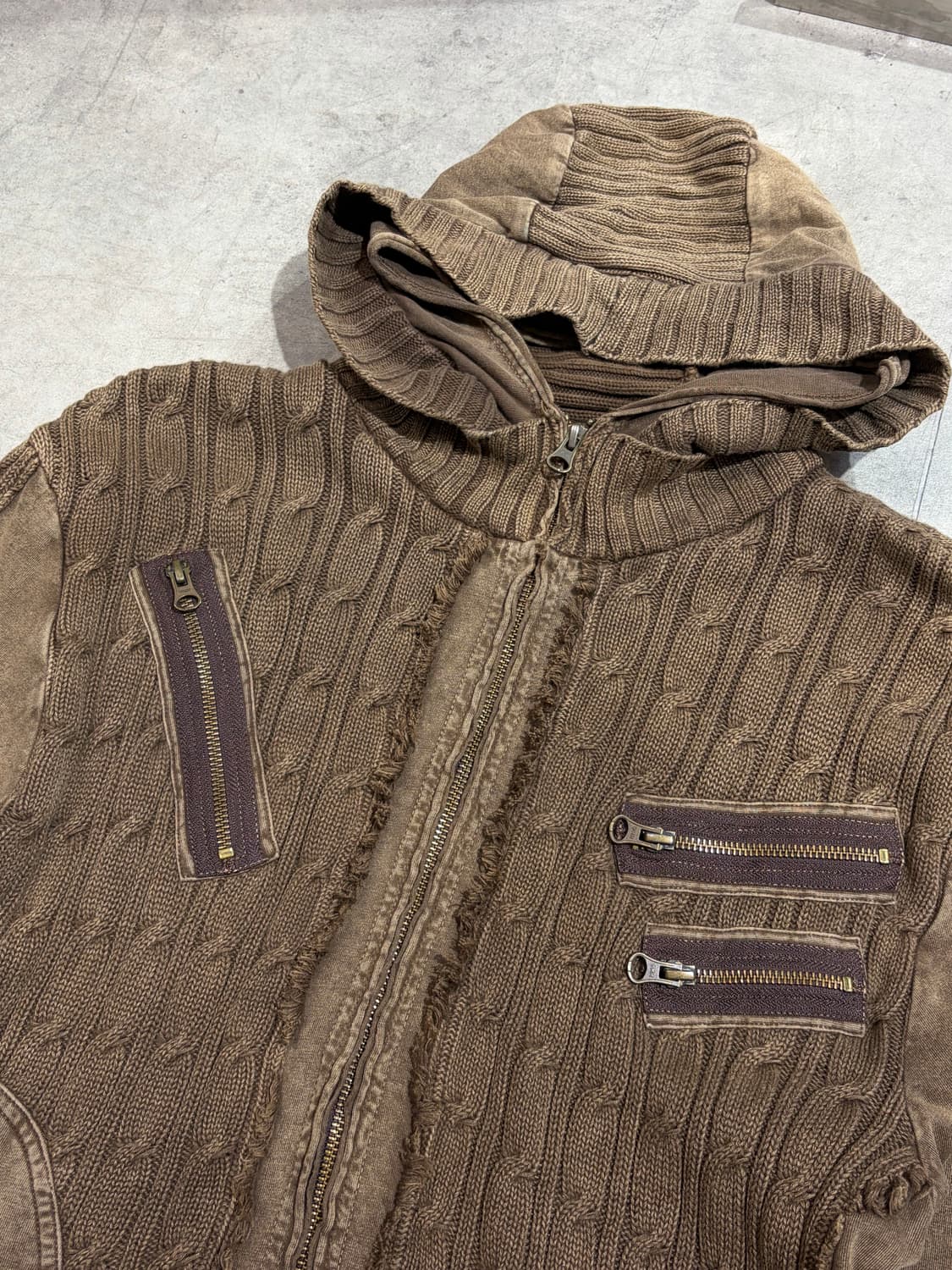 00s 빔즈 그런지 y2k 니트 집업 카고자켓 상품이미지3