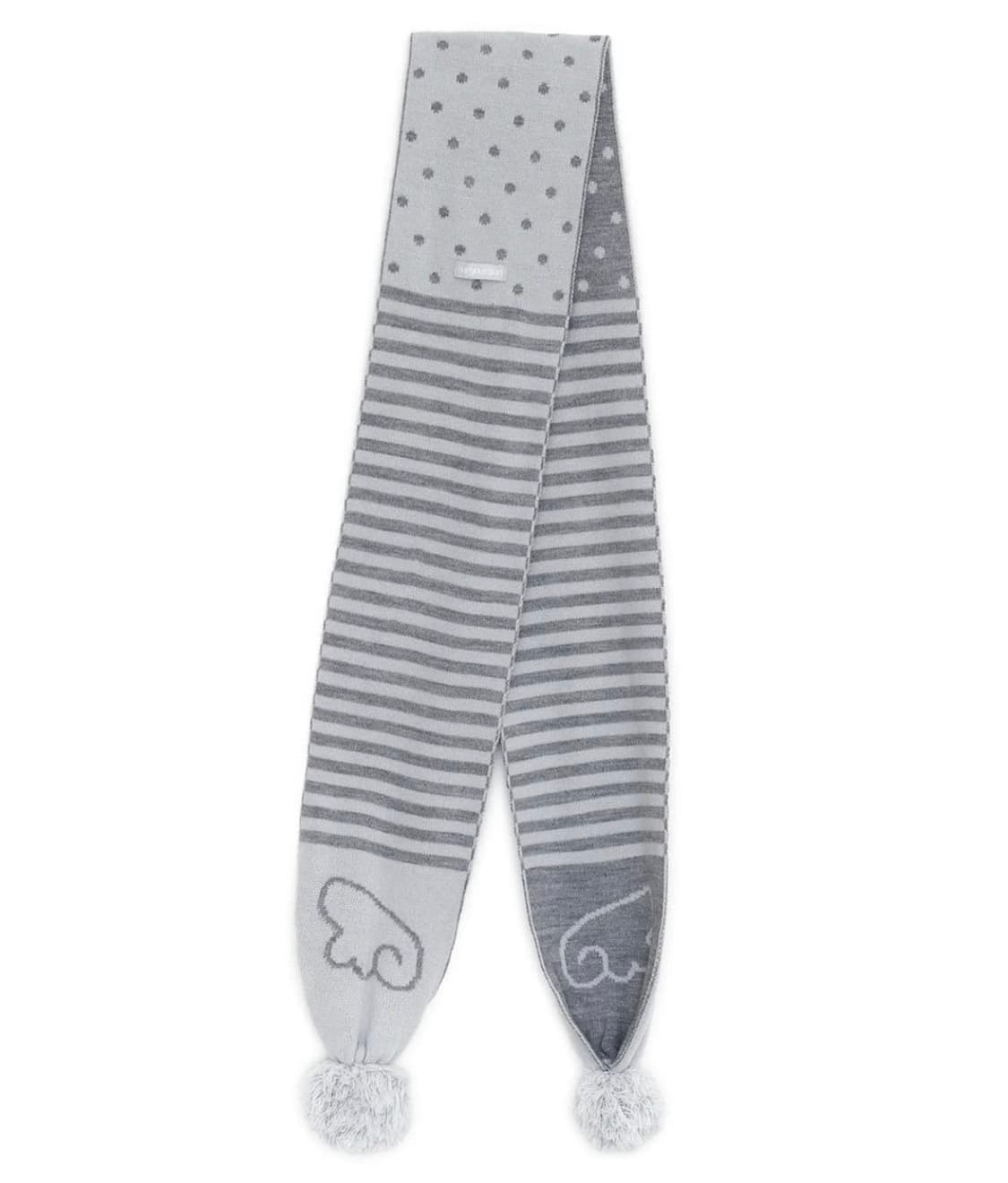 허그유어스킨 엔젤 윙 스트라이프 폼폼 머플러 그레이 상품이미지1