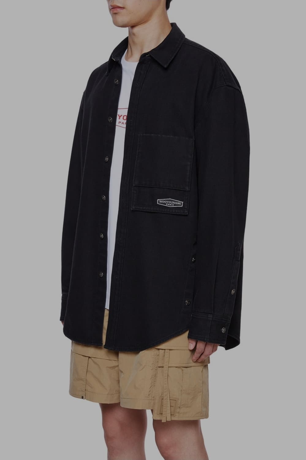 우영미 21ss 블랙 백로고 데님셔츠 46사이즈 상품이미지2