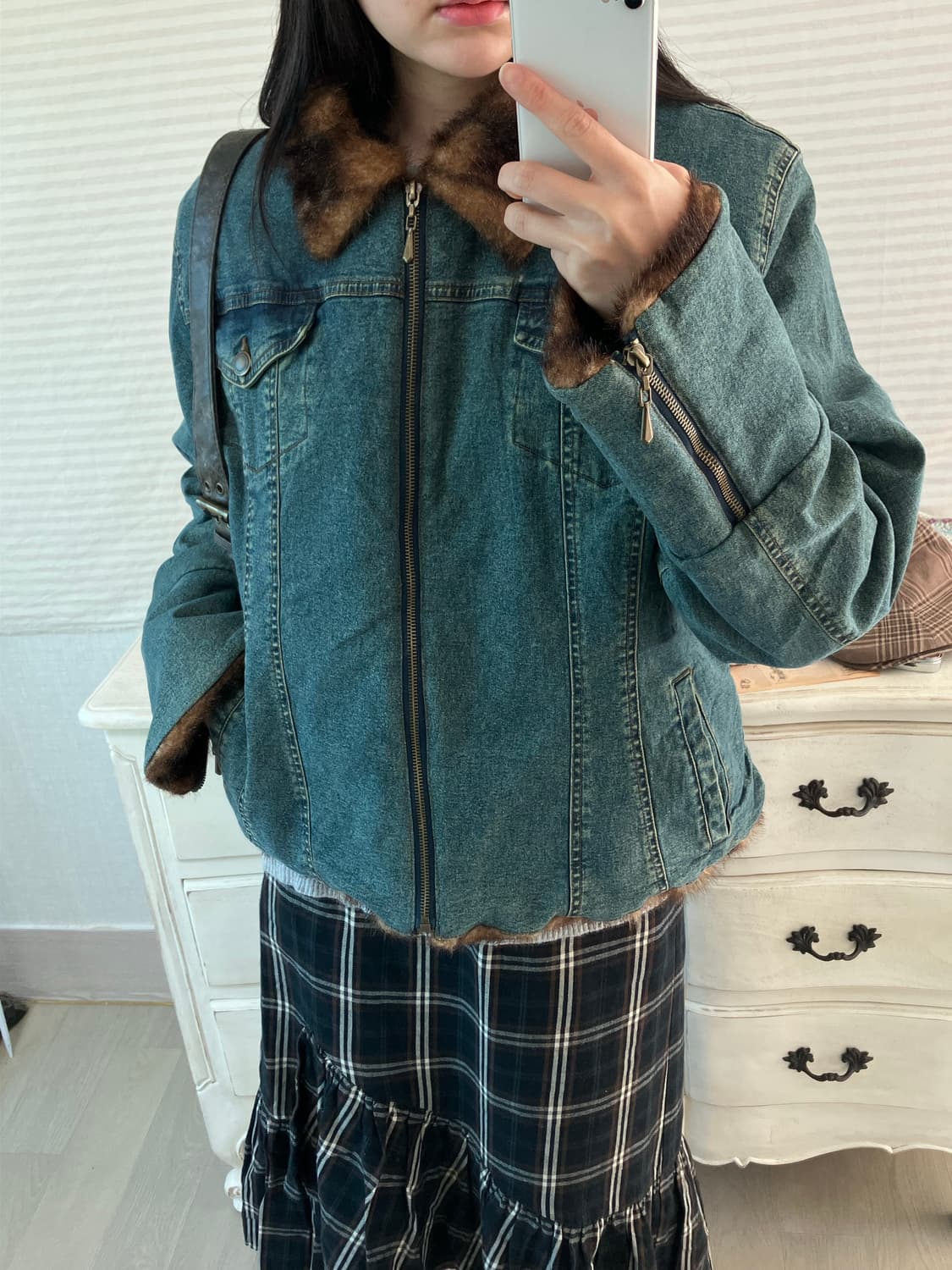 jpn vintage 안감 퍼 청자켓 y2k 스트릿 갸루 펑키 상품이미지4