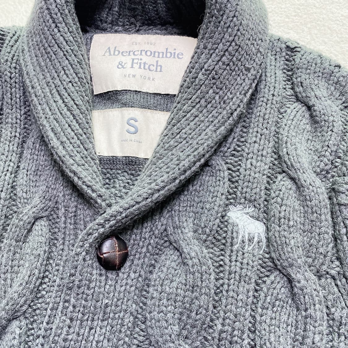 아베크롬비 앤 피치 케이블 울 알파카 니트 숄카라 가디건 상품이미지3