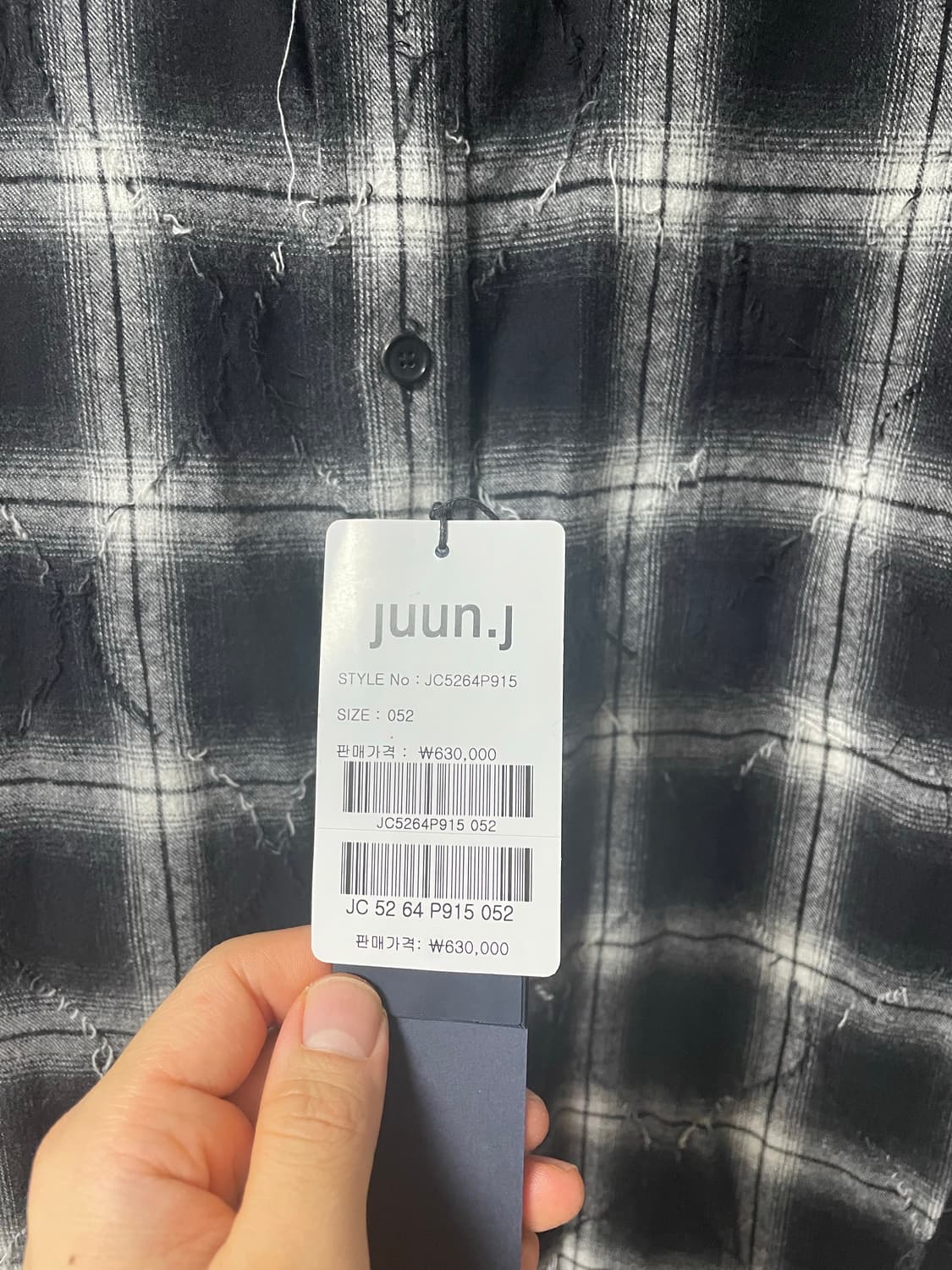52사이즈, 준지 25ss 아가일 데미지 체크 루즈핏 셔츠 블랙 상품이미지6