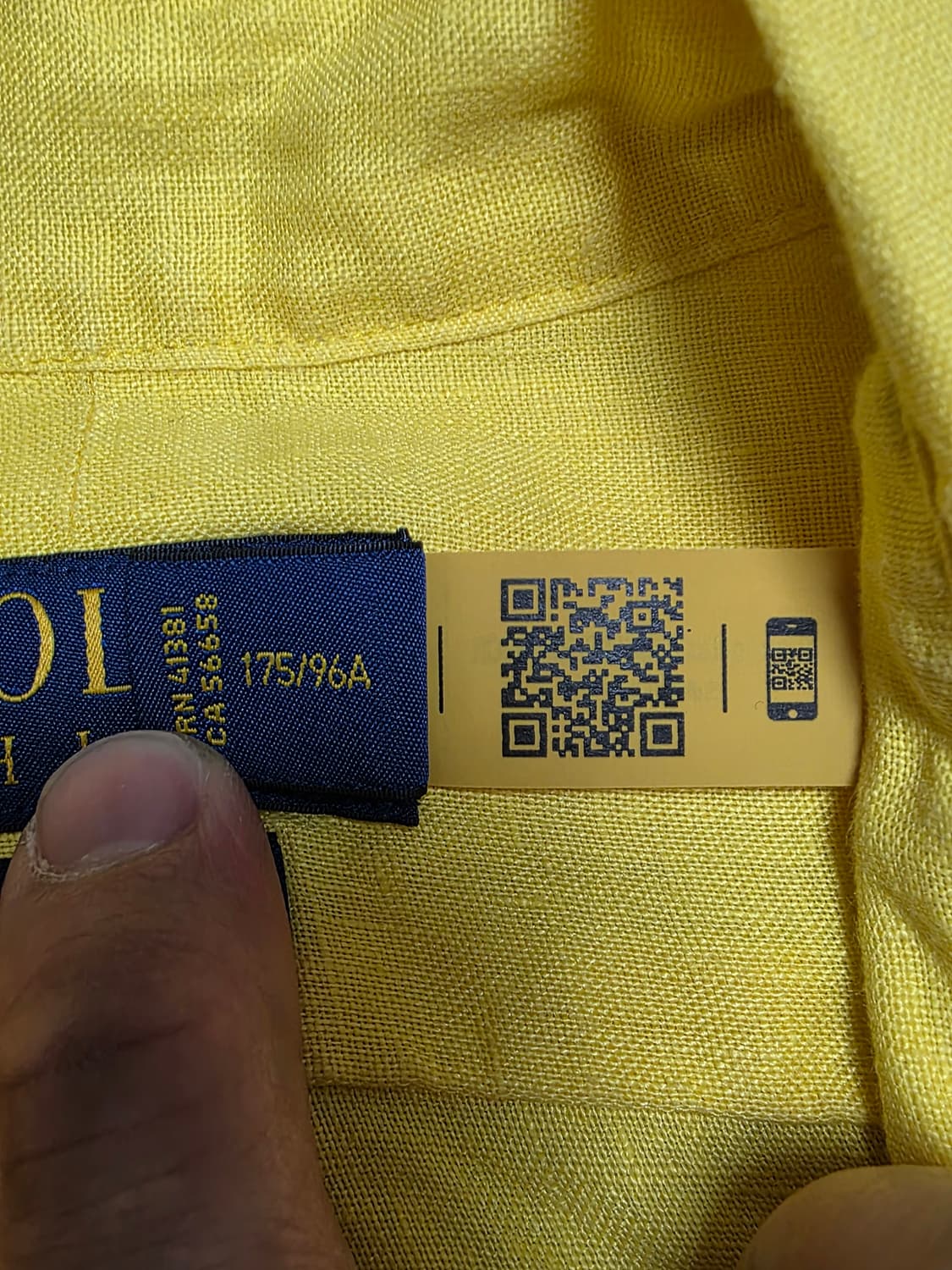 qr인식 폴로 랄프로렌 클래식핏 셔츠 M 옐로우 새상품급 남성 100 상품이미지5