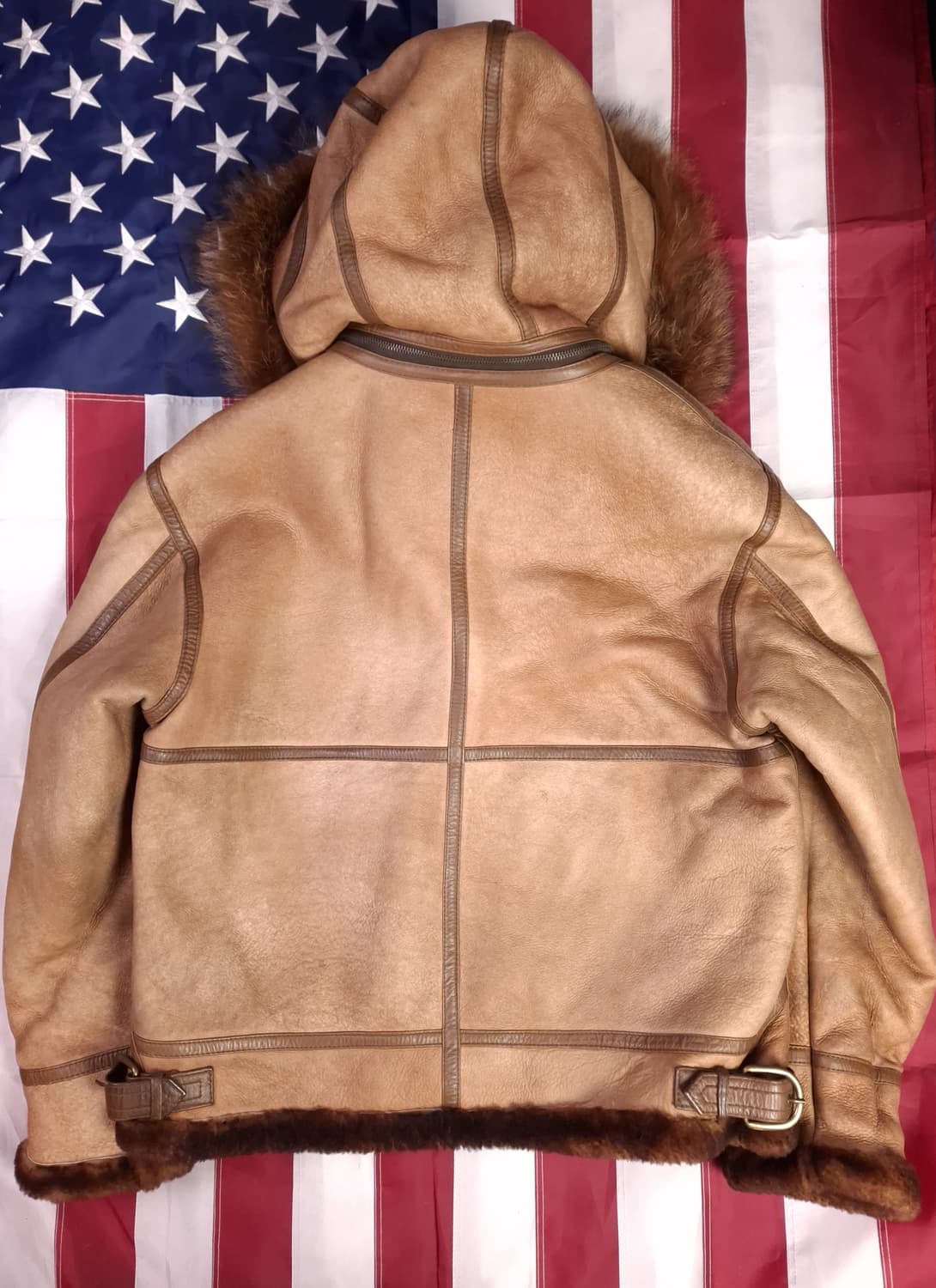 90's 국내산 미공군 B-3 TYPE 천연가죽 항공 폭격기 무스탕 상품이미지8