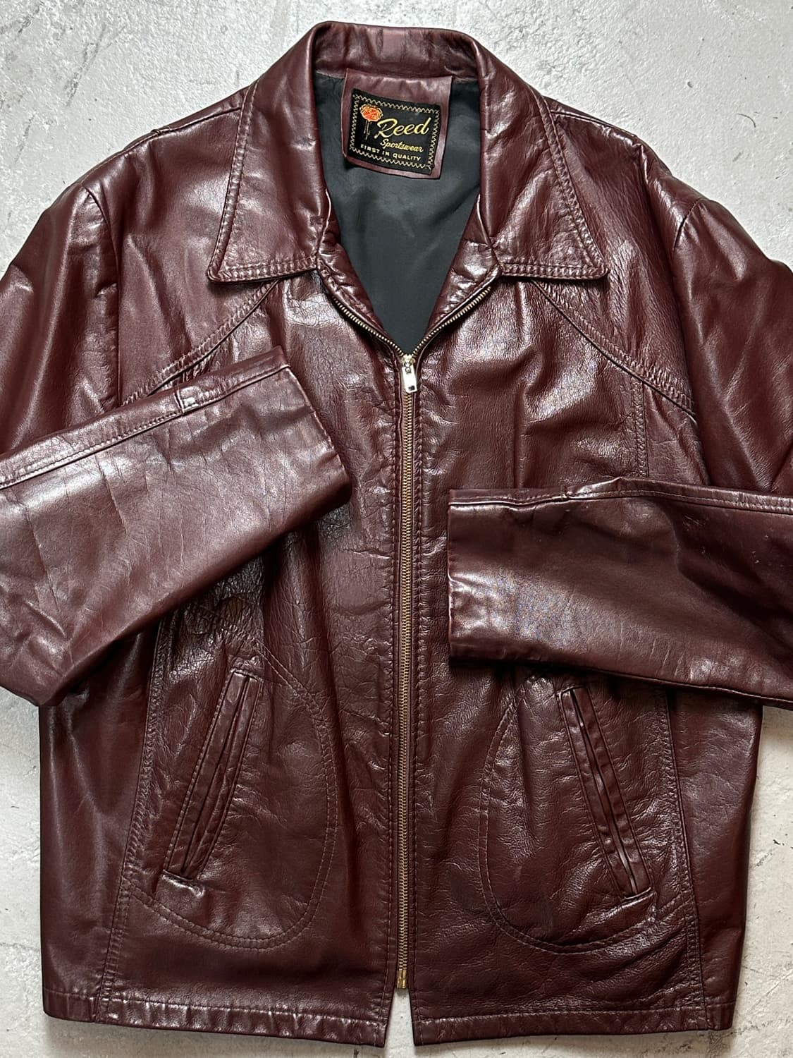 80's 빈티지 버건디 레더 자켓 파이트클럽 타일러 더든 상품이미지6