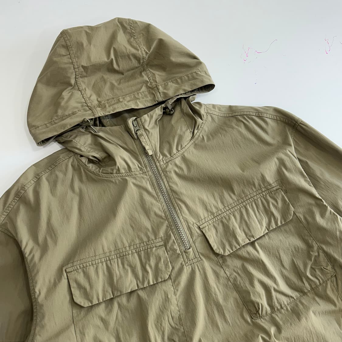 Snow peak 스노우피크 카키 투포켓 아노락 반집업 상품이미지4