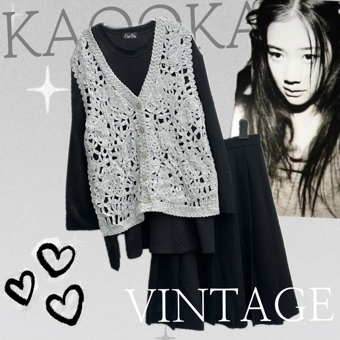 🖤하구미의 블랙 모리걸 코디세트🖤 에스닉 레이어드 조끼 스커트 상품이미지1