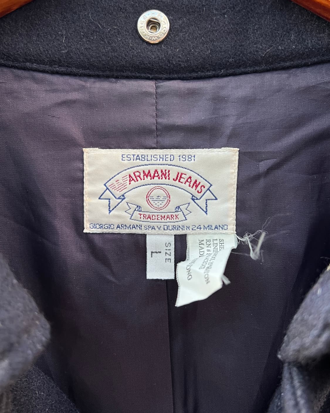 [L] 90s 아르마니 진스 울 필드 자켓 상품이미지7
