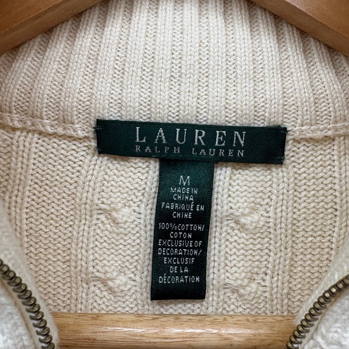 폴로 랄프로렌 아이보리 꽈배기 니트 집업 여M 상품이미지5
