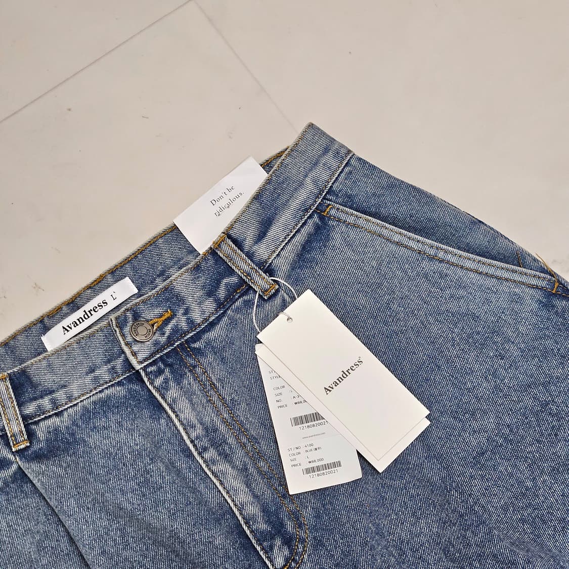 L 새상품 어반드레스 사이드 빅 카고팬츠 데님 상품이미지2