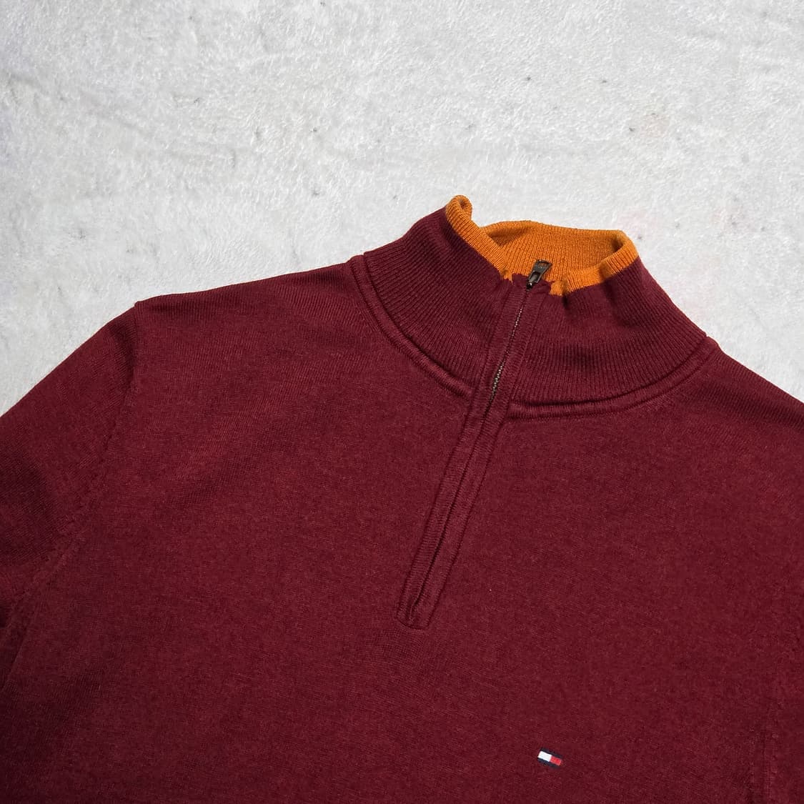 타미힐피거 버건디 레드 반집업 니트 상품이미지2