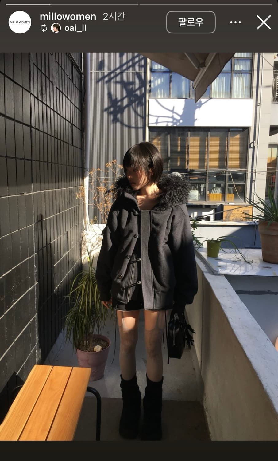 밀로우먼 버튼 플라이트 울 파카 차콜 s 상품이미지5