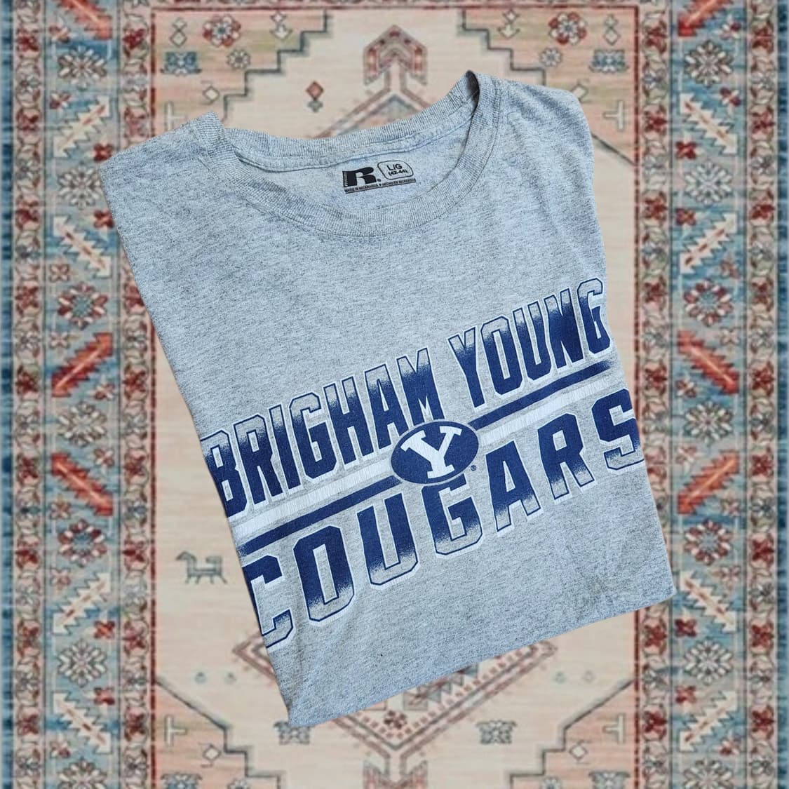 90s 러셀 빈티지 BYU 대학교 그래픽 티셔츠 (L) 상품이미지3