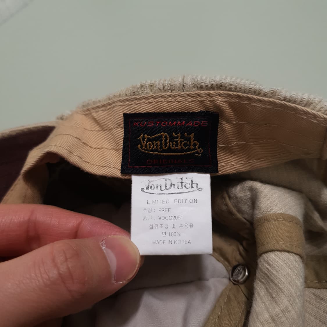 본더치 Y2K 타이거 카모 퀼티드 코듀로이 워싱 데미지 볼캡 희귀 상품이미지8