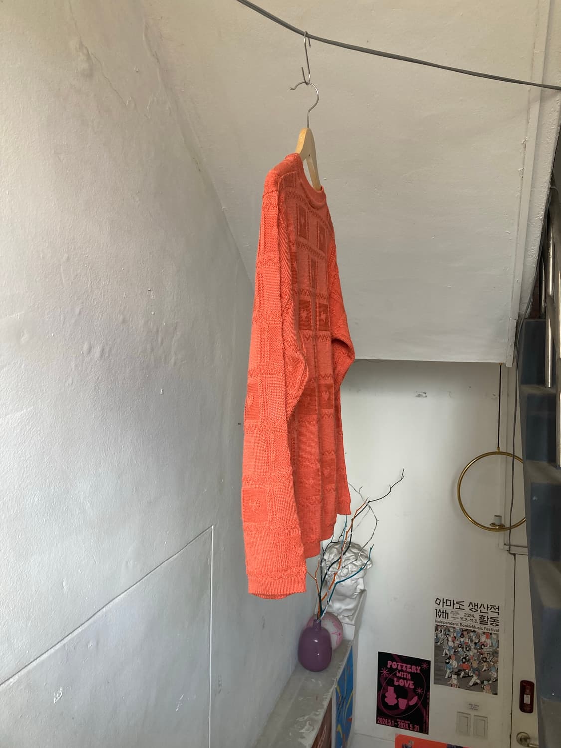 오렌지 하트무늬 코튼 니트 탑 상품이미지7