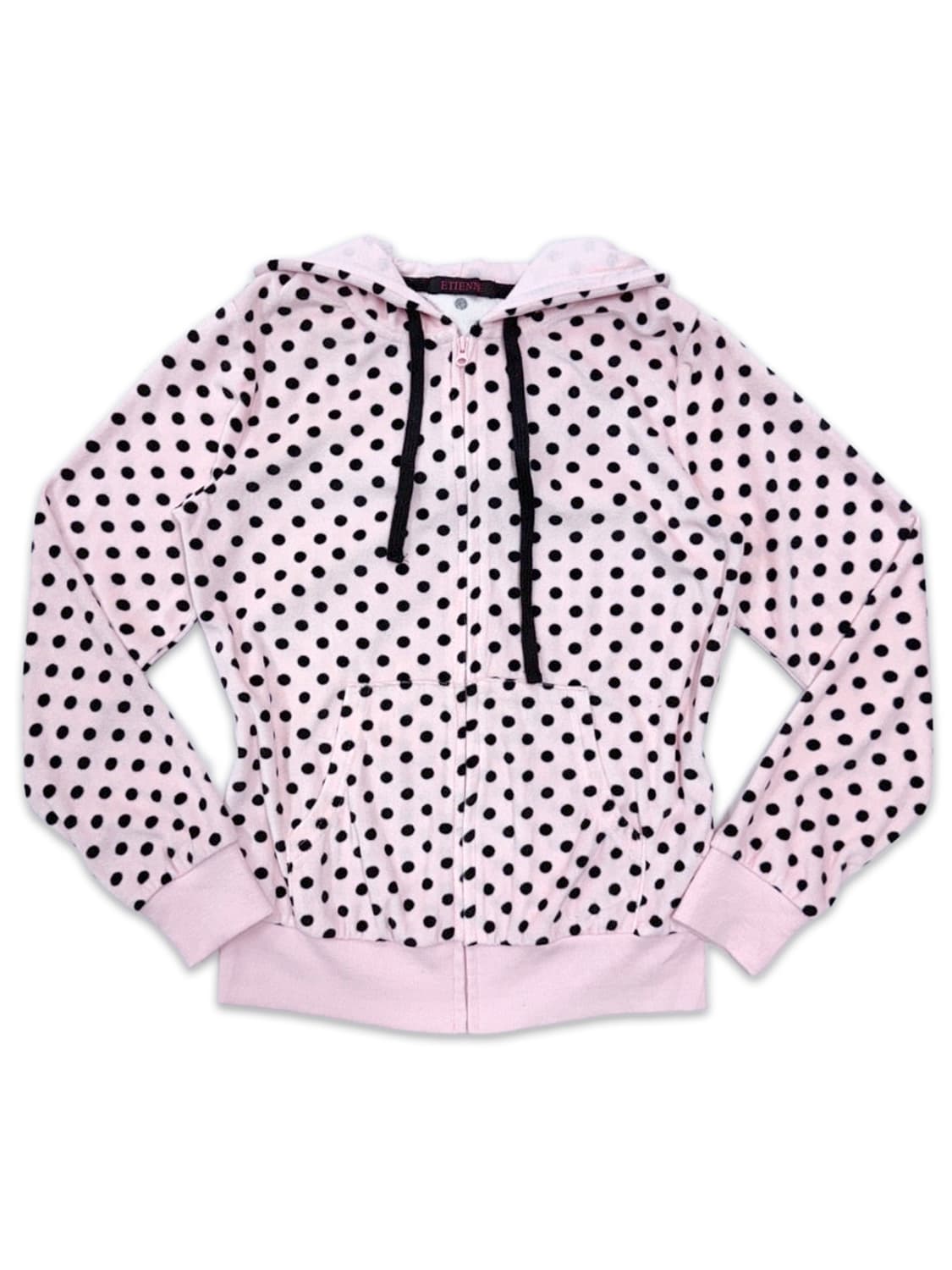 빈티지 ETIENNE 핑크 도트 후드집업 상품이미지1