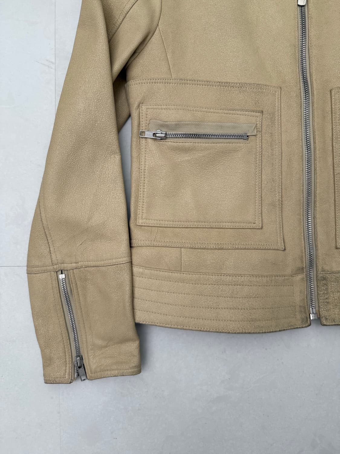 Comme Ca Du Mode 베이지 바이크 가죽 자켓 상품이미지7