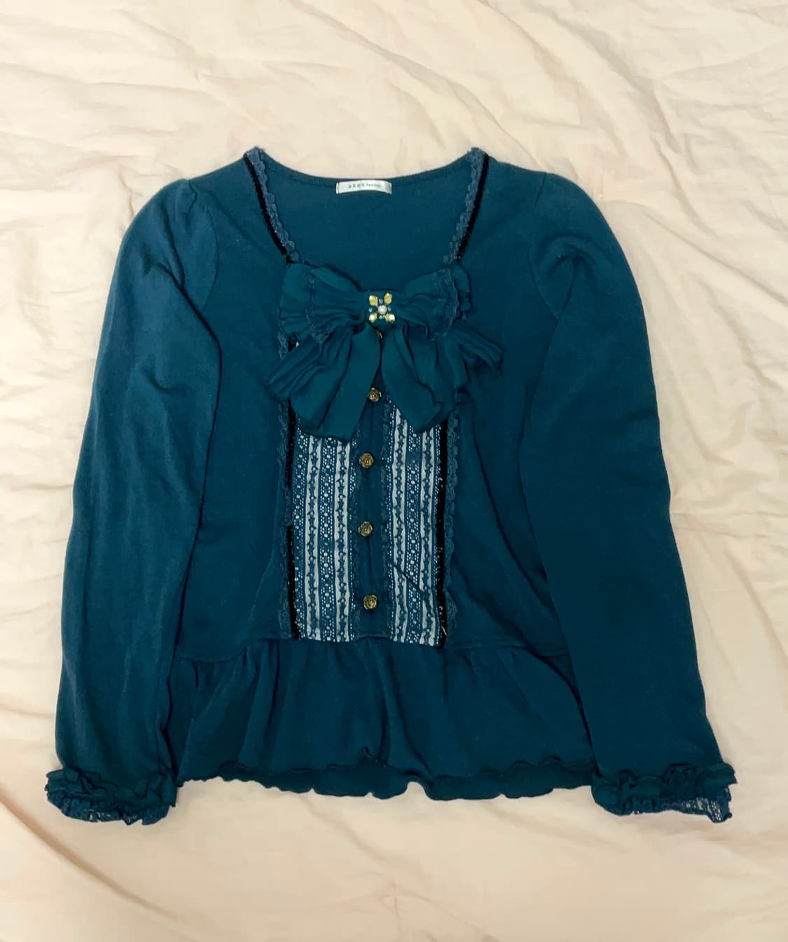 엑시즈팜 대장 리본 롱슬리브 로걀탑 갸루 상품이미지1