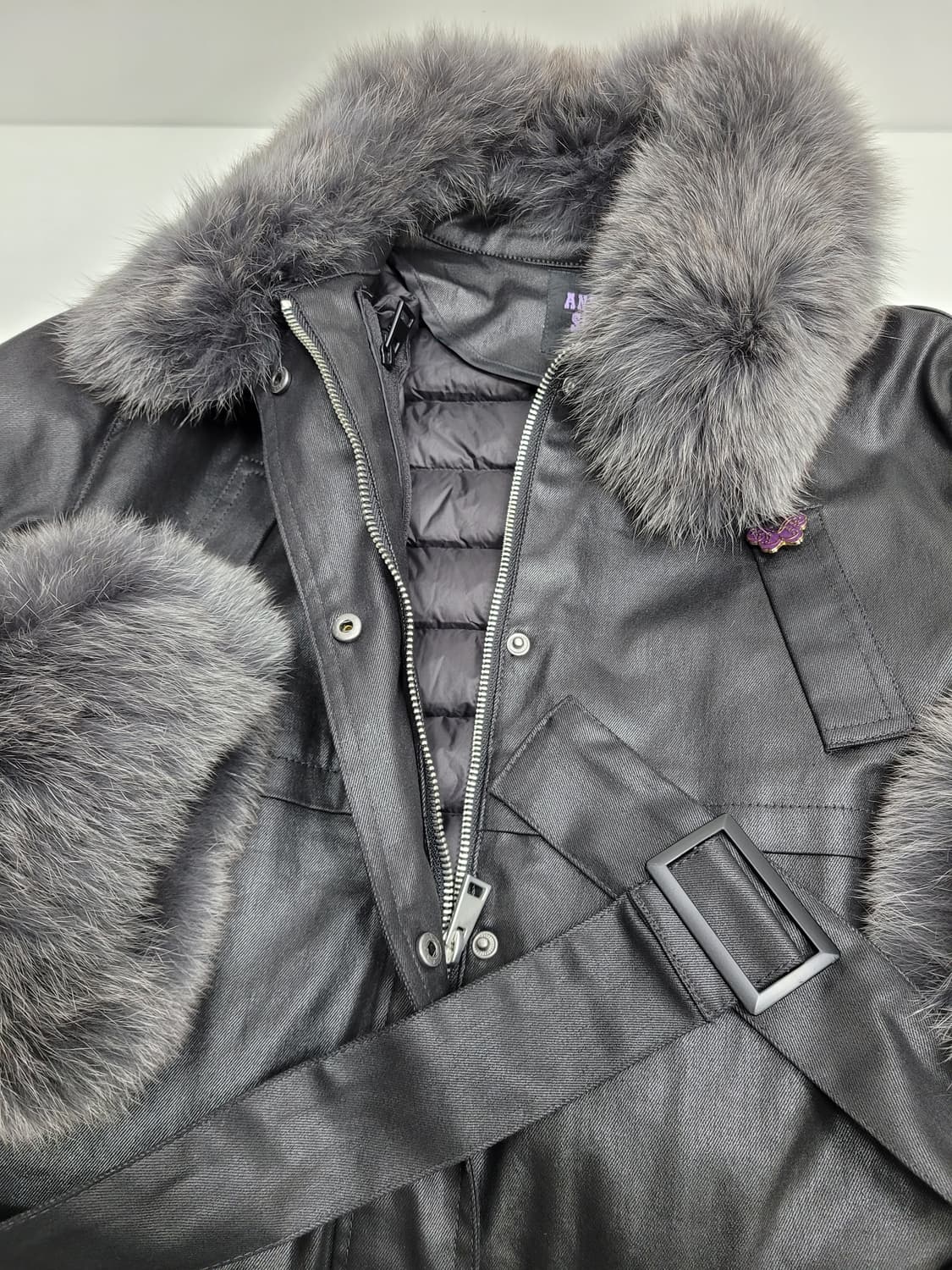 (새상품급) 안나수이 20FW 폭스퍼 다운 패딩 벨티드 자켓 / 여 55 상품이미지7