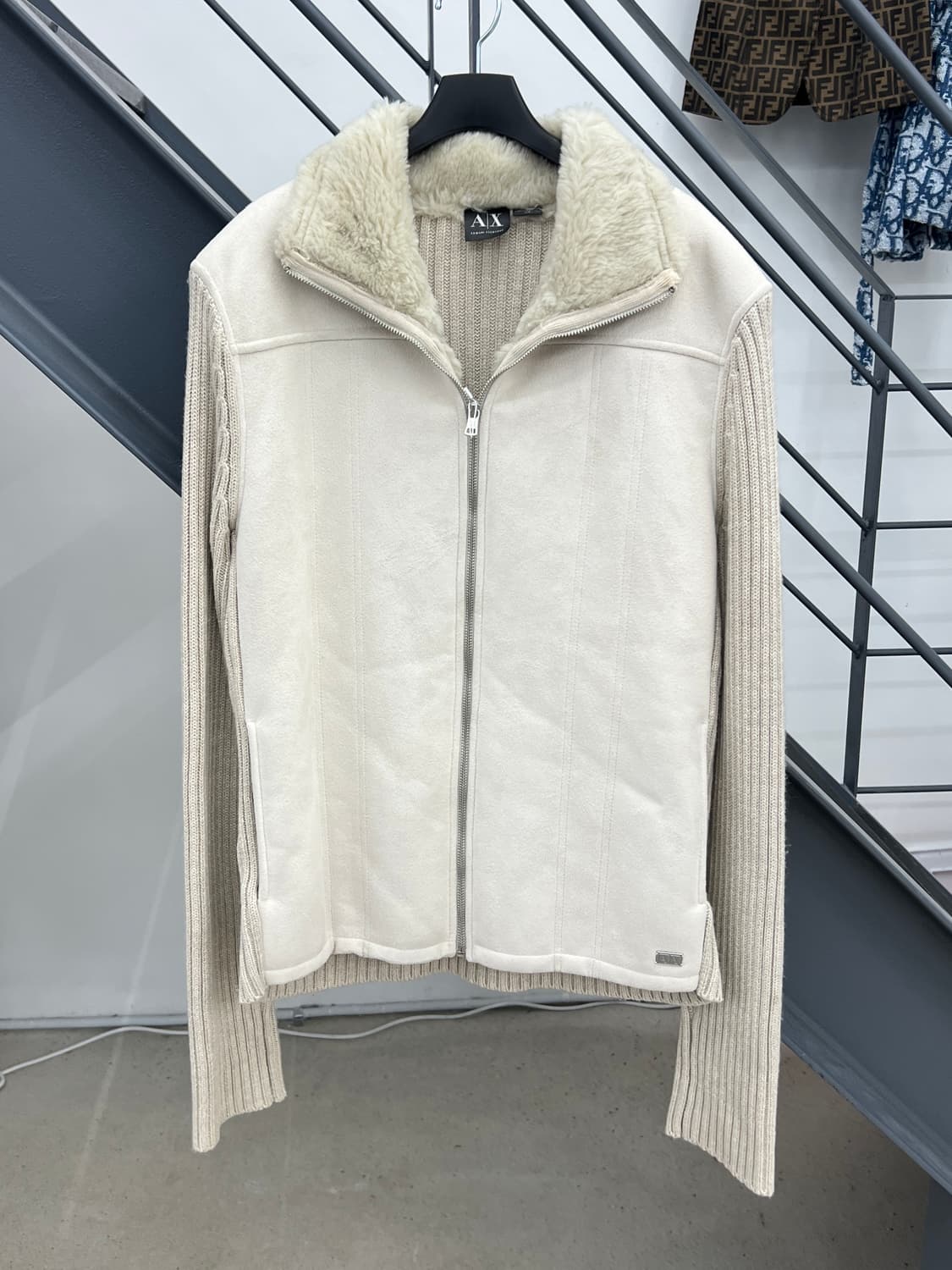 아르마니 익스체인지 패브릭믹스 니트 집업 상품이미지1