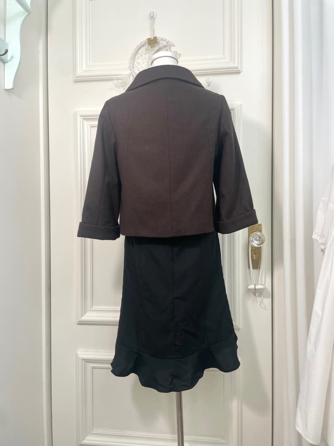 choco brown button point wool mini coat 상품이미지4